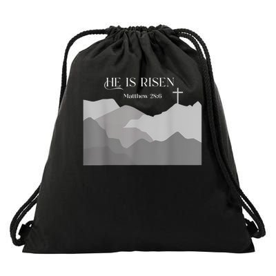 Easter Cross He Is Risen Christian Inspiration Graphic Drawstring Bag