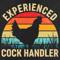 Experienced Cock Handler Funny Chicken Farmer Pun 7 Panel Mesh Trucker Snapback Hat