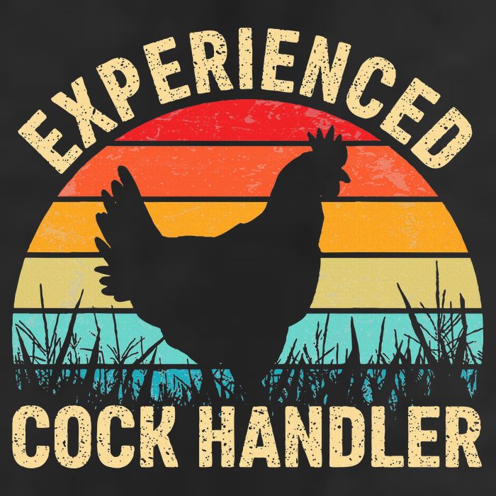 Experienced Cock Handler Funny Chicken Farmer Pun 7 Panel Mesh Trucker Snapback Hat