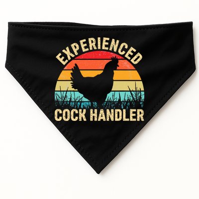 Experienced Cock Handler Funny Chicken Farmer Pun USA-Made Doggie Bandana