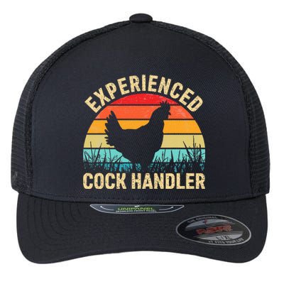 Experienced Cock Handler Funny Chicken Farmer Pun Flexfit Unipanel Trucker Cap