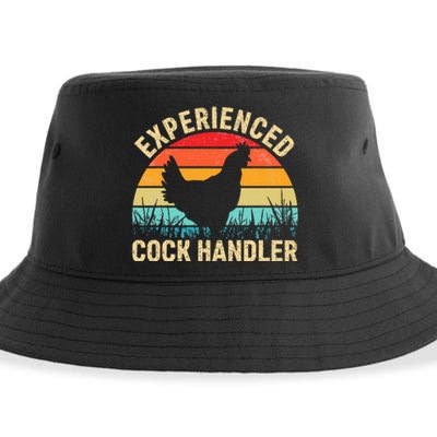 Experienced Cock Handler Funny Chicken Farmer Pun Sustainable Bucket Hat