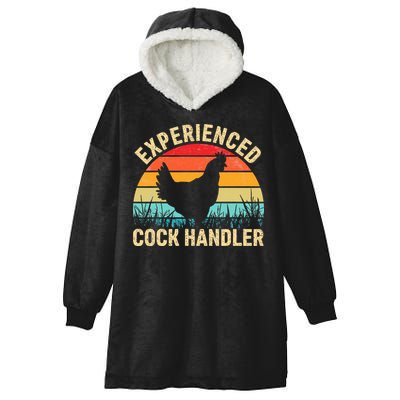 Experienced Cock Handler Funny Chicken Farmer Pun Hooded Wearable Blanket