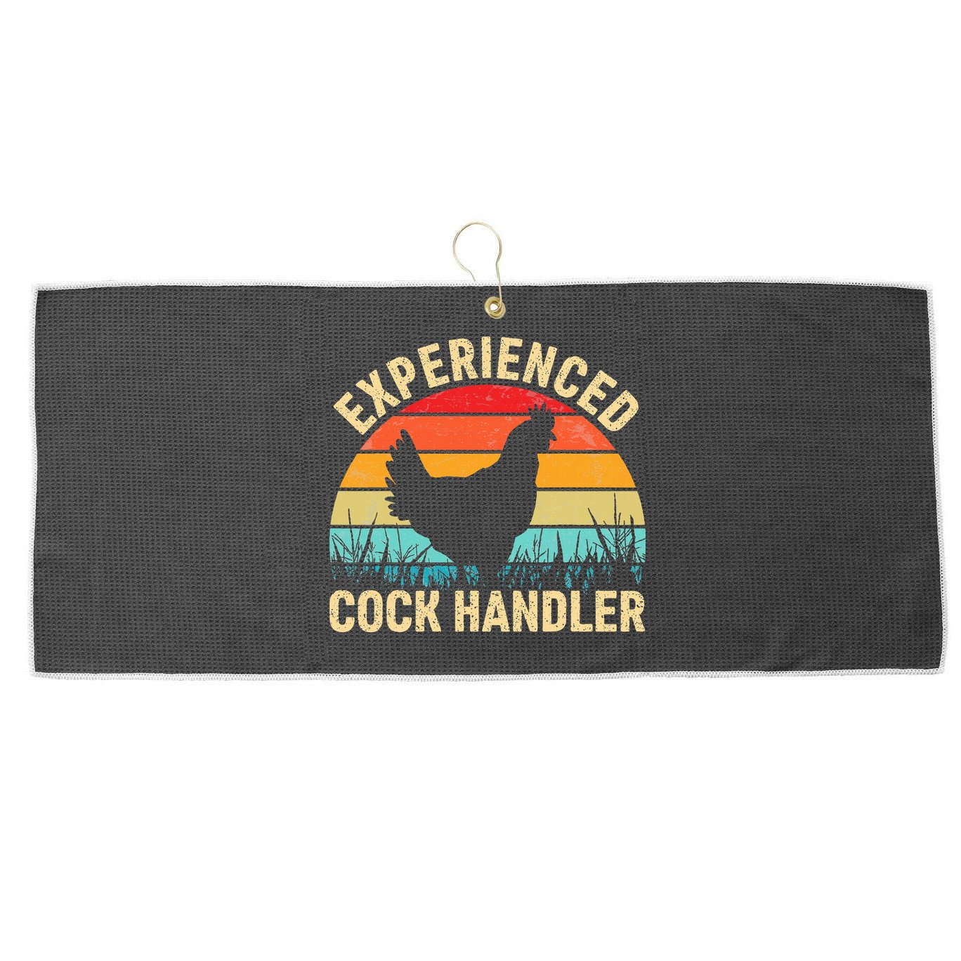 Experienced Cock Handler Funny Chicken Farmer Pun Large Microfiber Waffle Golf Towel