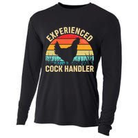 Experienced Cock Handler Funny Chicken Farmer Pun Cooling Performance Long Sleeve Crew