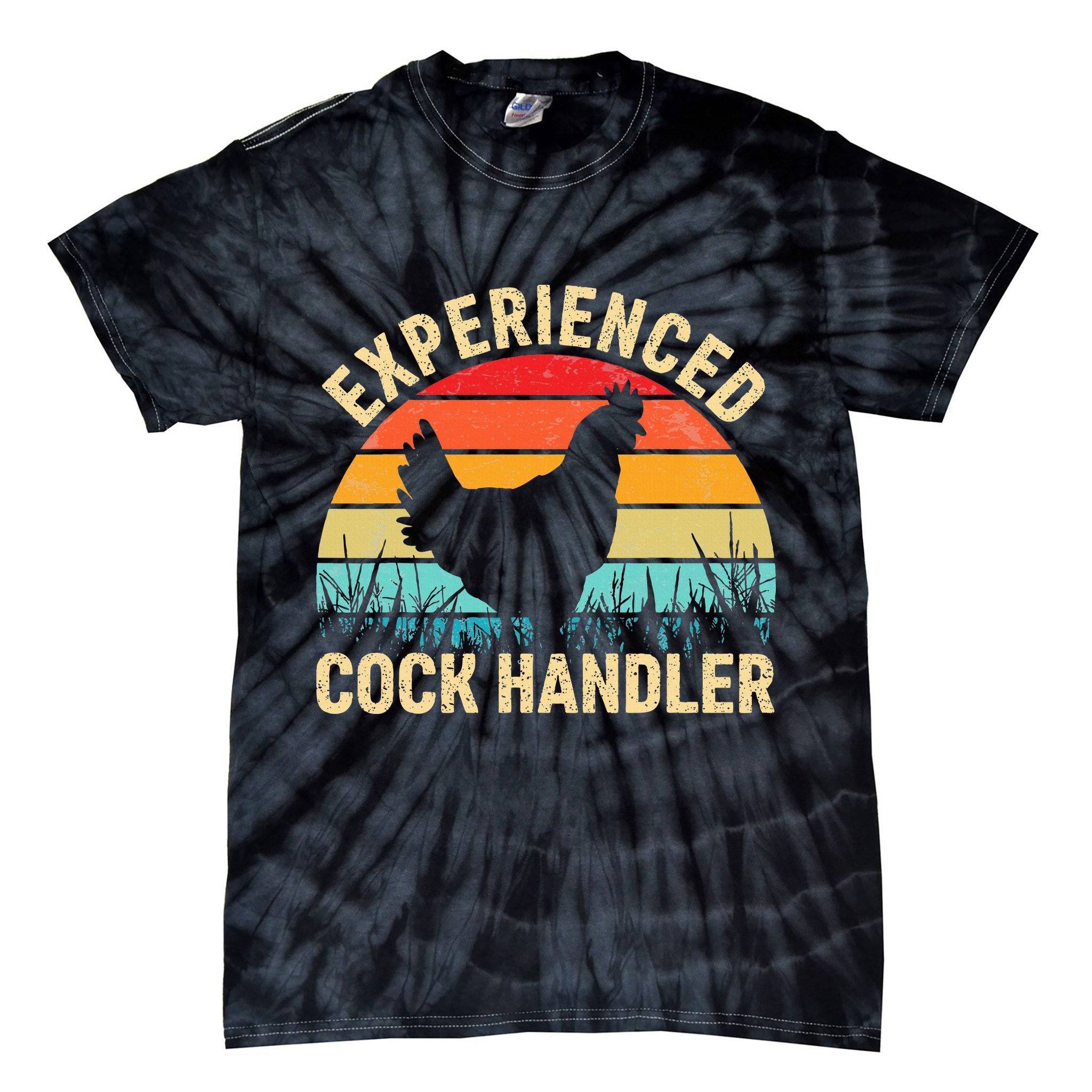 Experienced Cock Handler Funny Chicken Farmer Pun Tie-Dye T-Shirt