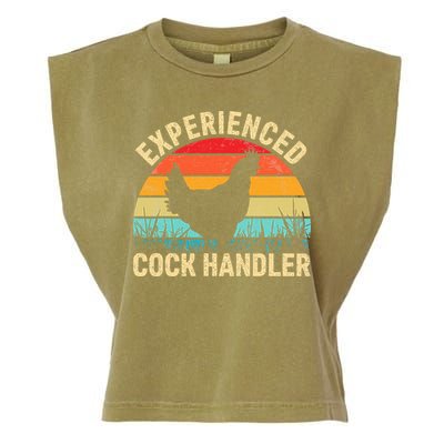 Experienced Cock Handler Funny Chicken Farmer Pun Garment-Dyed Women's Muscle Tee