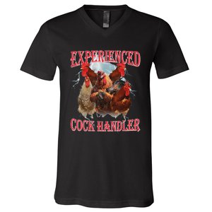 Experienced Cock Handler Funny Oddly Specific Dank Meme V-Neck T-Shirt