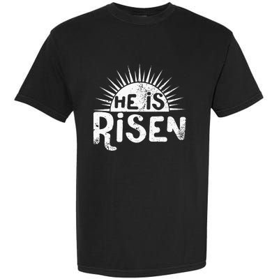 Easter Christian He Is Risen Sun Resurrection Garment-Dyed Heavyweight T-Shirt