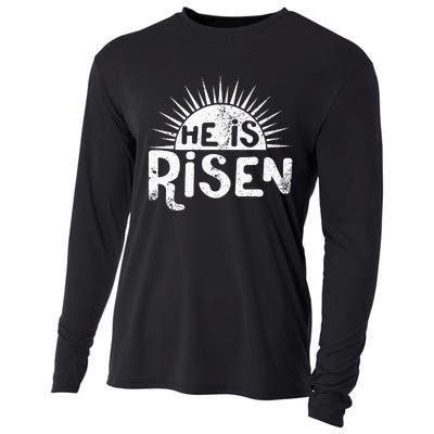 Easter Christian He Is Risen Sun Resurrection Cooling Performance Long Sleeve Crew