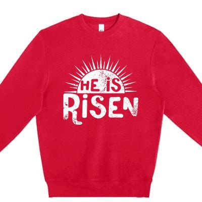 Easter Christian He Is Risen Sun Resurrection Premium Crewneck Sweatshirt