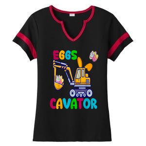 Eggs Cavator Happy Easter Funny Excavator Hunting Egg Ladies Halftime Notch Neck Tee