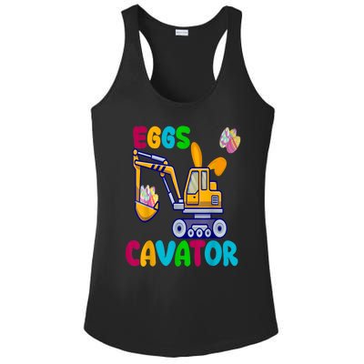 Eggs Cavator Happy Easter Funny Excavator Hunting Egg Ladies PosiCharge Competitor Racerback Tank