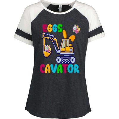 Eggs Cavator Happy Easter Funny Excavator Hunting Egg Enza Ladies Jersey Colorblock Tee