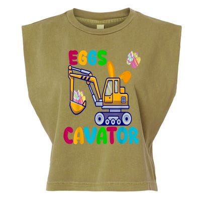 Eggs Cavator Happy Easter Funny Excavator Hunting Egg Garment-Dyed Women's Muscle Tee