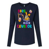 Eggs Cavator Happy Easter Funny Excavator Hunting Egg Womens Cotton Relaxed Long Sleeve T-Shirt