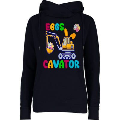 Eggs Cavator Happy Easter Funny Excavator Hunting Egg Womens Funnel Neck Pullover Hood