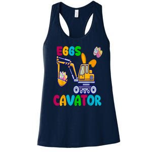 Eggs Cavator Happy Easter Funny Excavator Hunting Egg Women's Racerback Tank