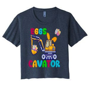 Eggs Cavator Happy Easter Funny Excavator Hunting Egg Women's Crop Top Tee