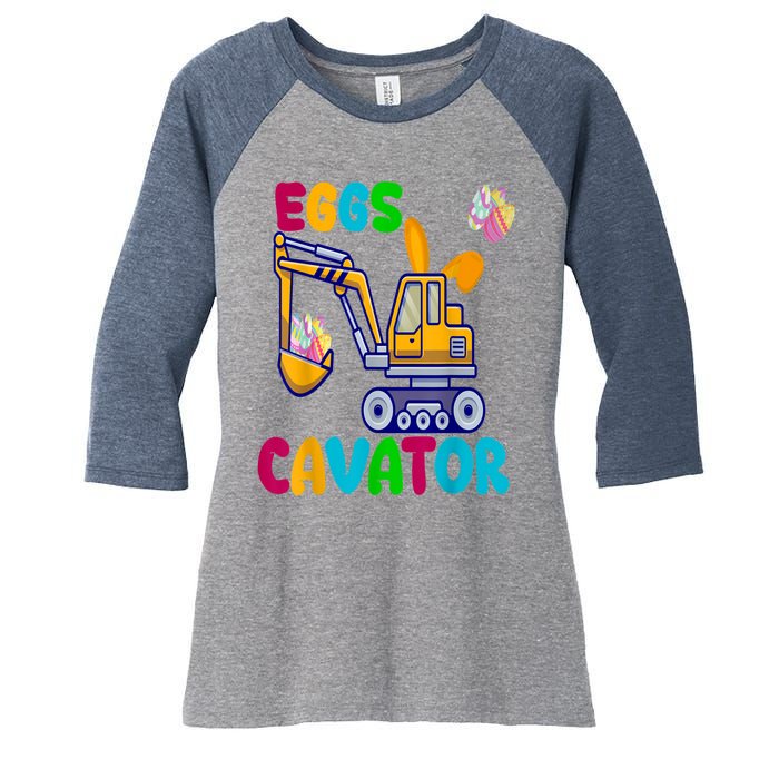 Eggs Cavator Happy Easter Funny Excavator Hunting Egg Women's Tri-Blend 3/4-Sleeve Raglan Shirt