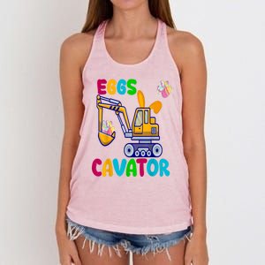 Eggs Cavator Happy Easter Funny Excavator Hunting Egg Women's Knotted Racerback Tank