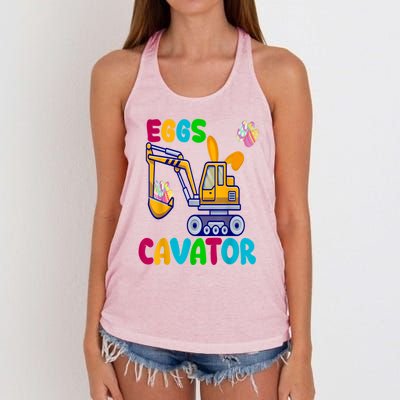 Eggs Cavator Happy Easter Funny Excavator Hunting Egg Women's Knotted Racerback Tank