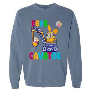 Eggs Cavator Happy Easter Funny Excavator Hunting Egg Garment-Dyed Sweatshirt