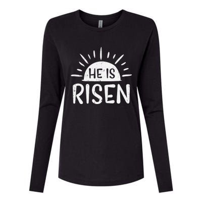 Easter Christian He Is Risen Sun Resurrection Womens Cotton Relaxed Long Sleeve T-Shirt