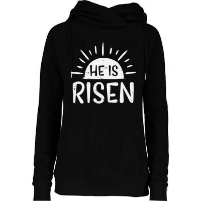 Easter Christian He Is Risen Sun Resurrection Womens Funnel Neck Pullover Hood