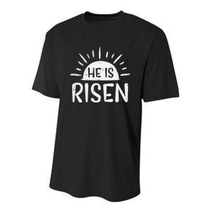 Easter Christian He Is Risen Sun Resurrection Youth Performance Sprint T-Shirt