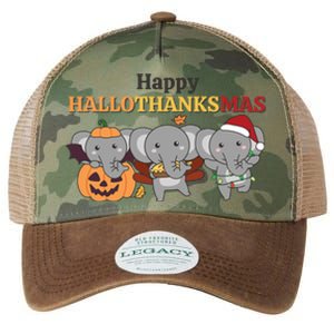 Elephant Christmas Halloween Costume Happy Hallothanksmas Gift Legacy Tie Dye Trucker Hat