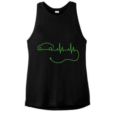 Electric Car Heartbeat Electric Vehicle Ev Ladies PosiCharge Tri-Blend Wicking Tank