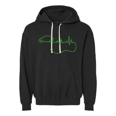 Electric Car Heartbeat Electric Vehicle Ev Garment-Dyed Fleece Hoodie