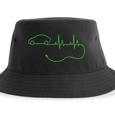 Electric Car Heartbeat Electric Vehicle Ev Sustainable Bucket Hat