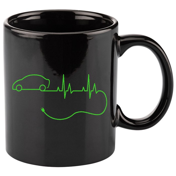 Electric Car Heartbeat Electric Vehicle Ev 11oz C Handle Ceramic Mug