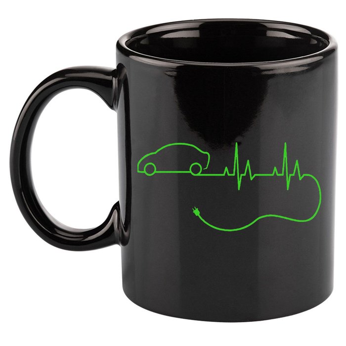 Electric Car Heartbeat Electric Vehicle Ev 11oz C Handle Ceramic Mug