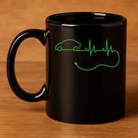 Electric Car Heartbeat Electric Vehicle Ev 11oz C Handle Ceramic Mug