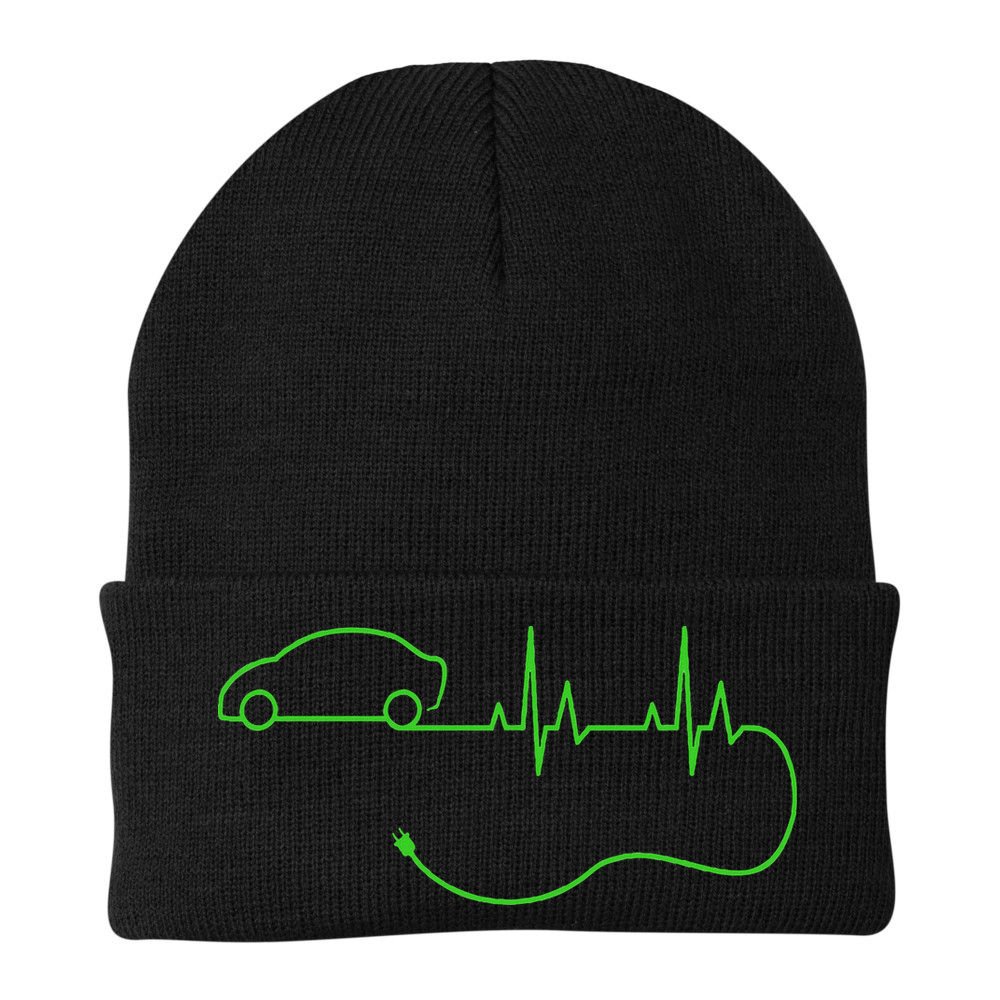 Electric Car Heartbeat Electric Vehicle Ev Beanie