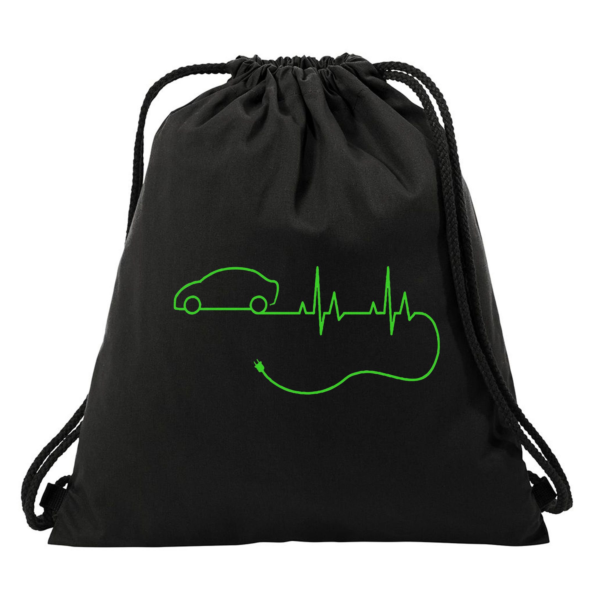 Electric Car Heartbeat Electric Vehicle Ev Drawstring Bag