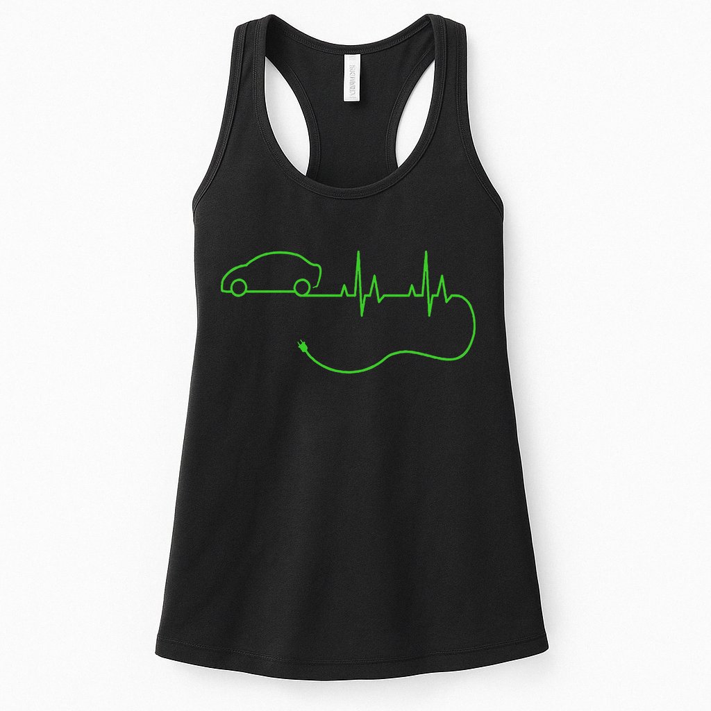 Electric Car Heartbeat Electric Vehicle Ev Womens Tank Top