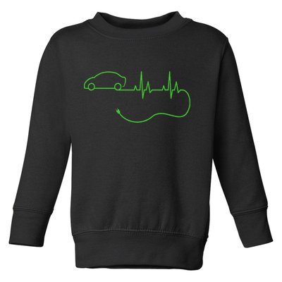 Electric Car Heartbeat Electric Vehicle Ev Toddler Sweatshirt
