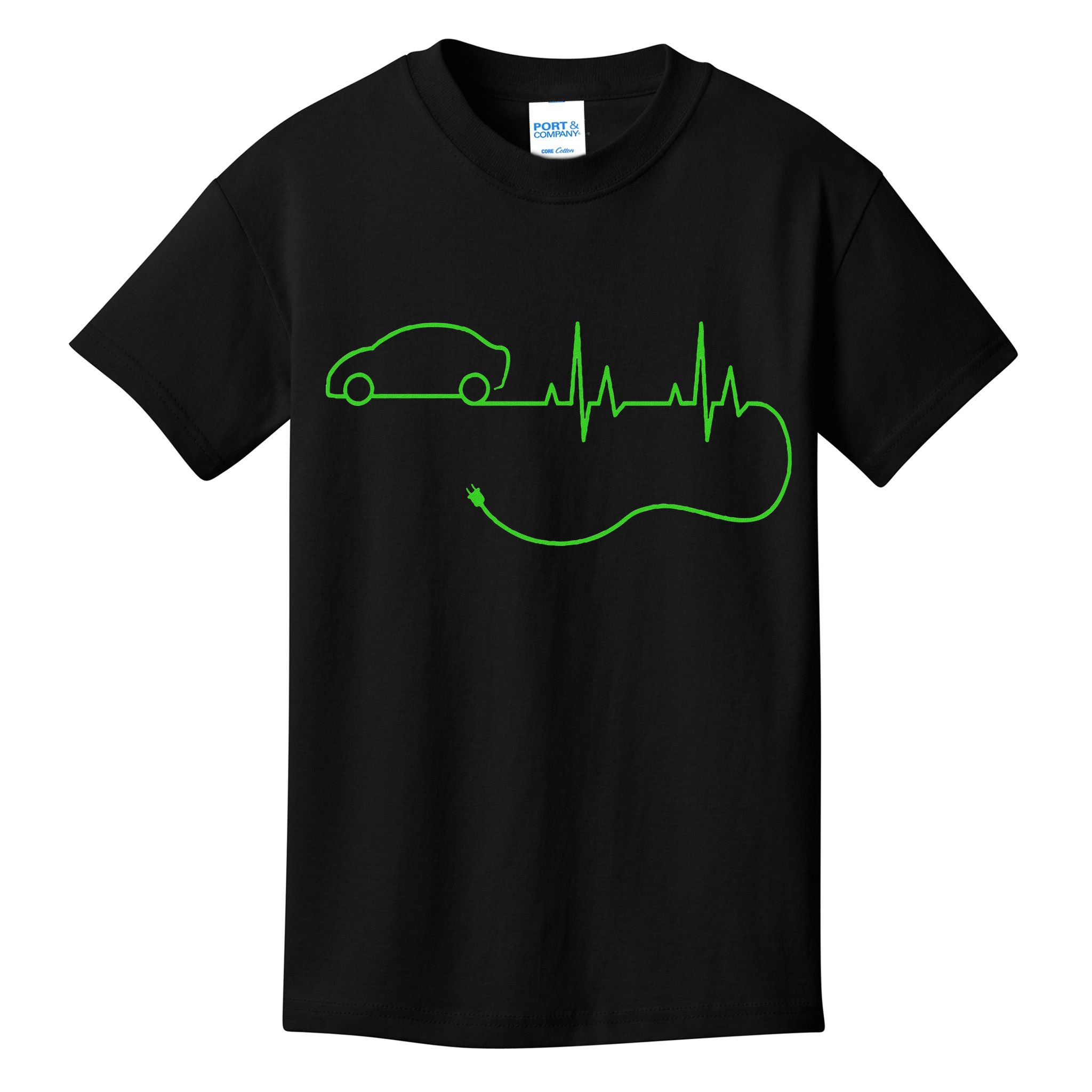 Electric Car Heartbeat Electric Vehicle Ev Kids T-Shirt