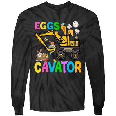 Eggs Cavator Happy Easter Excavator Hunting Egg Funny Tie-Dye Long Sleeve Shirt