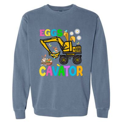 Eggs Cavator Happy Easter Excavator Hunting Egg Funny Garment-Dyed Sweatshirt