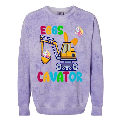 Eggs Cavator Happy Easter Funny Excavator Hunting Egg Colorblast Crewneck Sweatshirt