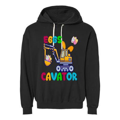 Eggs Cavator Happy Easter Funny Excavator Hunting Egg Garment-Dyed Fleece Hoodie