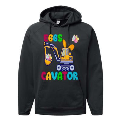 Eggs Cavator Happy Easter Funny Excavator Hunting Egg Performance Fleece Hoodie