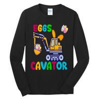 Eggs Cavator Happy Easter Funny Excavator Hunting Egg Tall Long Sleeve T-Shirt