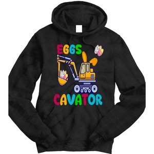 Eggs Cavator Happy Easter Funny Excavator Hunting Egg Tie Dye Hoodie