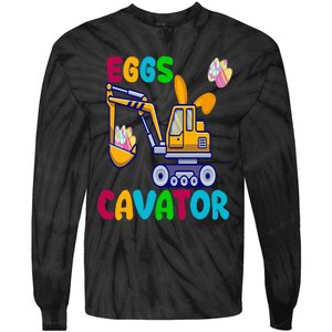 Eggs Cavator Happy Easter Funny Excavator Hunting Egg Tie-Dye Long Sleeve Shirt